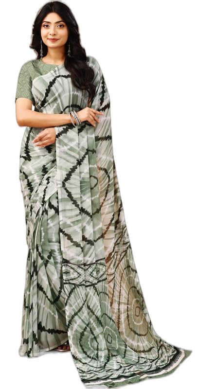 Printed Bollywood Chiffon Saree (Grey) (S-VS-CF-1653)-image-3