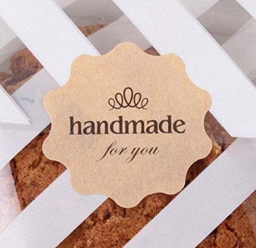 IMagicoo240 Lovely Cute"Handmade" Label Seal Sticker Handmade Baked Envelope Label Decorative Sticker (Style-3(4x4cm))