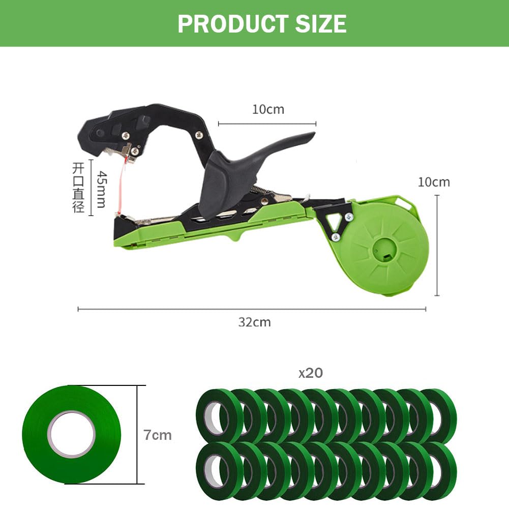 Machine à Attacher Les Plantes Améliorée, pour Attacher Rapidement Les Tomates Et Les Raisins, Outil De Ruban De Jardin pour Jardiniers Et Agriculteurs avec 1 Lame, 10 000 Agrafes Et 20 Rubans De