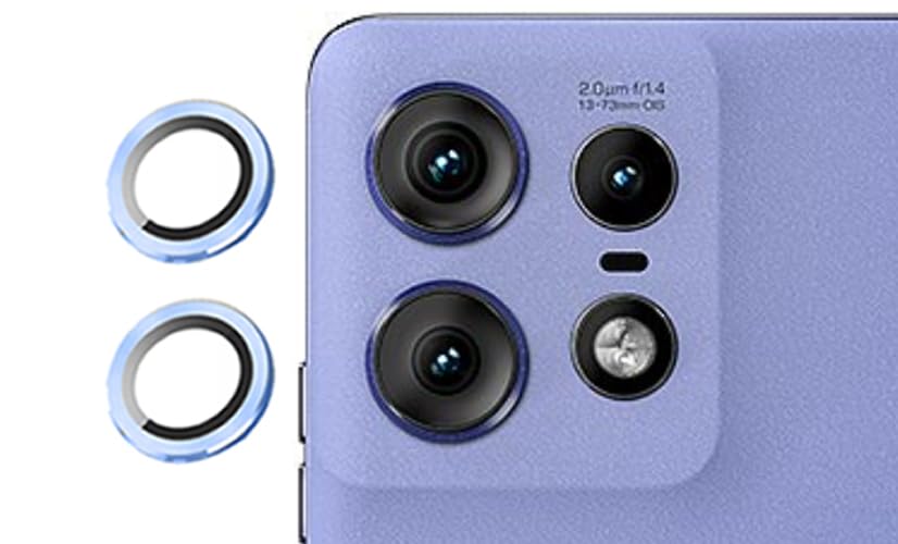 Image of imluckies Camera Ring Lens Protector (Aluminum with Tempered Glass) Compatible for Moto Edge 50 Pro - Blue (Pack of 2 rings)