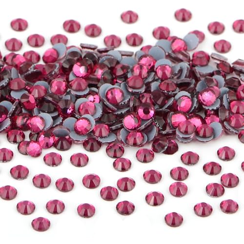 NCB 2880pcs Hotfix Rhinestones, Round Flatback Crystal Glass Hot Fix Rhinestones for Crafts Clothes Shoes Shirts Caps Decoration (Rose Pink, SS10 2.8mm)