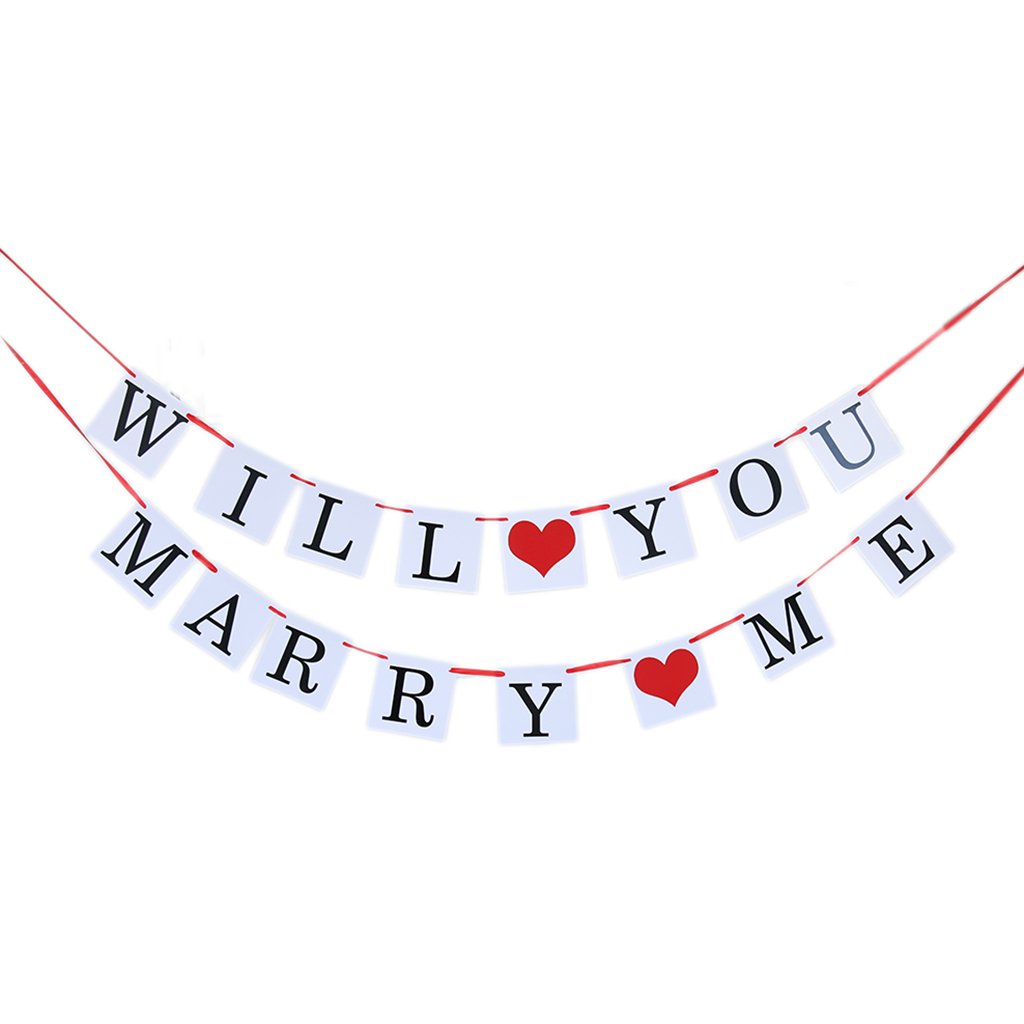 Papier-Wimpelkette, Aufschrift "Will You Marry Me", Hochzeitsbanner, Verlobung, Girlande, Dekoration, 10 Stück