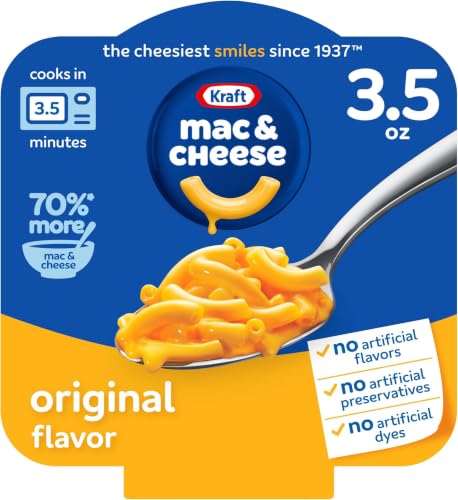 Image of Kraft Mac & Cheese, 1 Big Bowl, for Easy Dinner or Dinner Sides, Original Flavor, No Artificial Flavors, Preservatives or Dyes, 3.5 oz (Pack of 6)