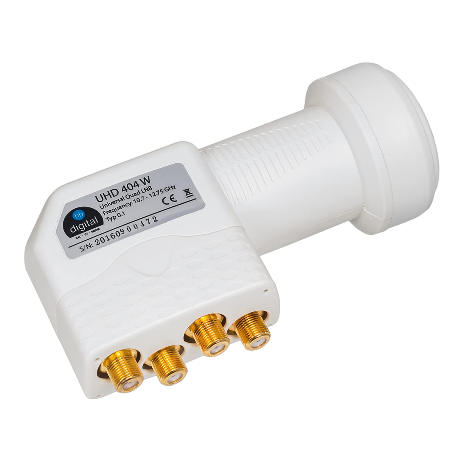 hb-digital Opticum - Set de instalación de satélite (60 cm, espejo de acero en gris claro + Quad LNB UHD 404 W en blanco de HB Digital 4 usuarios DVB-S/S2 FullHD 3D 4K Ultra HD + 8 conectores F