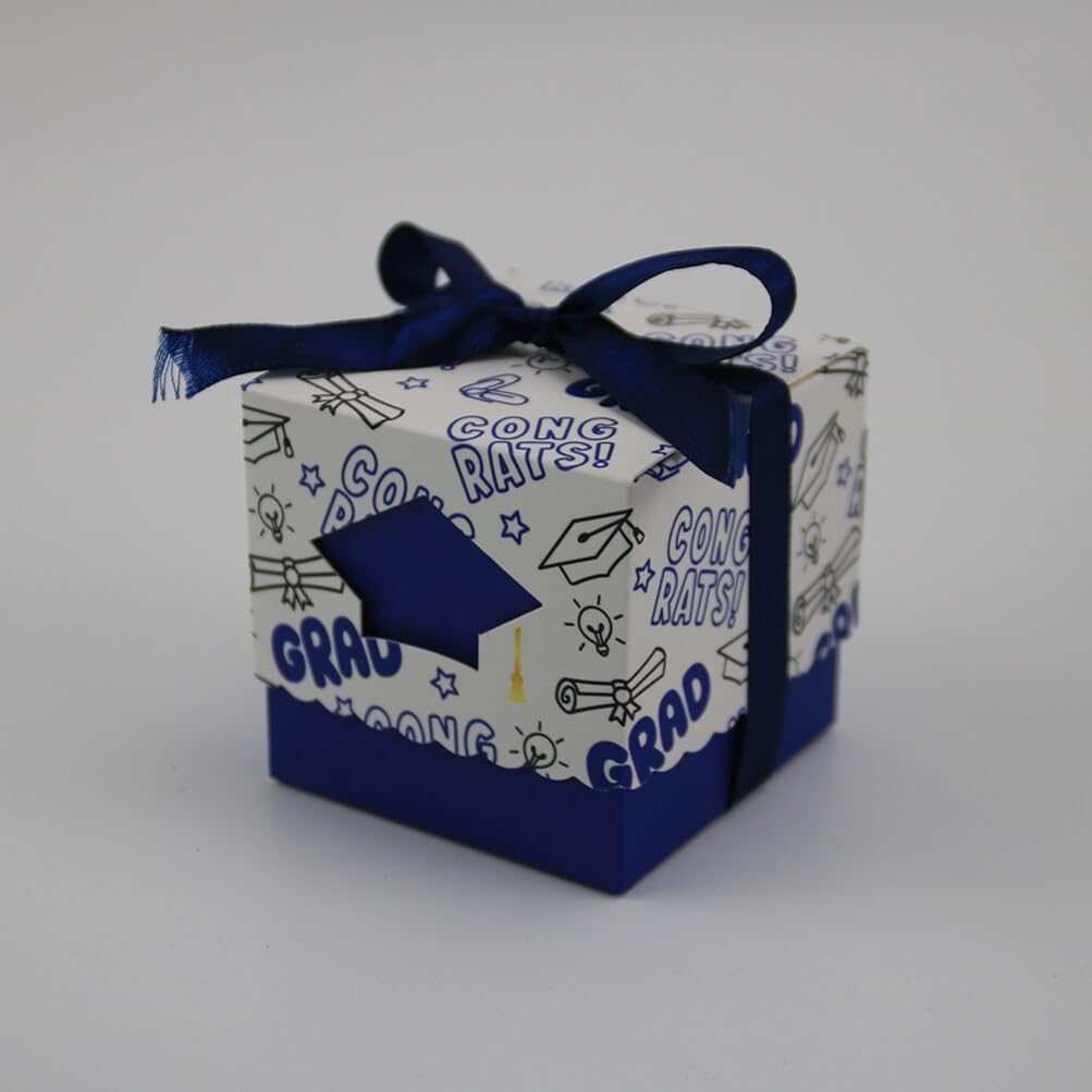 PRETYZOOM 50stücke Graduation Boxen Blaues Abschluss-hut Design Süßigkeitenboxen Für Feiern Für Snacks Und Zur Abschlussfeier Für Bachelor-feiern