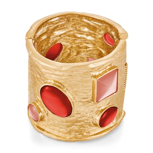 Chunky Gold Bracelets for Women Bold Vintage Hammered Hinged Bangle Bracelet Heavy Thick Wide Statement Bracelet