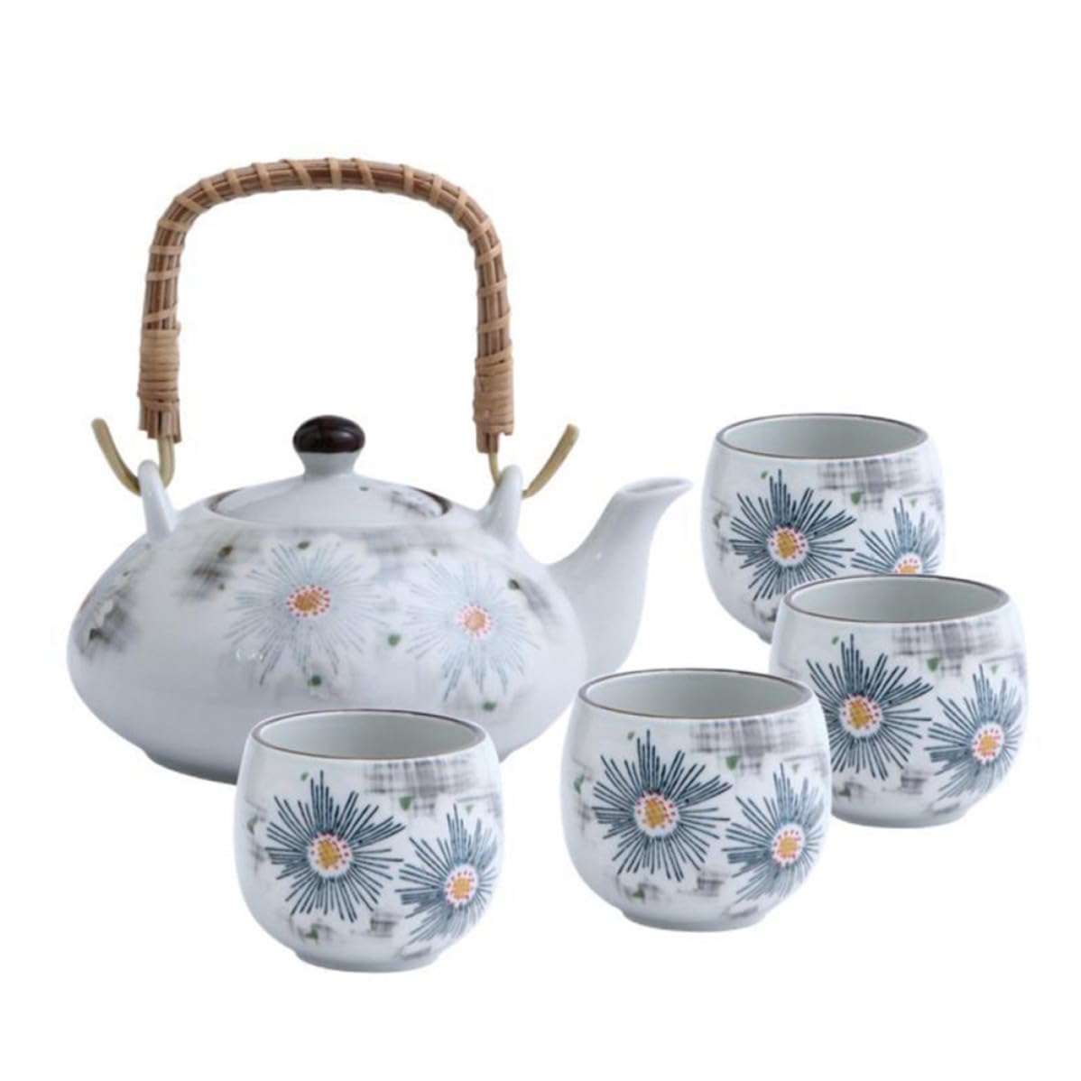 Juego de Té de Cerámica Pintado a Mano, Tetera Elegante