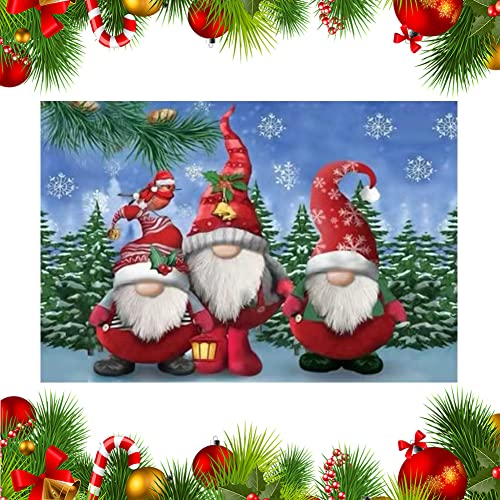 Jodsen Kit de Peinture au Diamant Noel,5D Gnome Diamond Painting Kits Adultes Broderie Diamant Noel Winter Paysage Plein Drill Rond pour Cadeaux de Noël,décoration murale pour la maison Cover