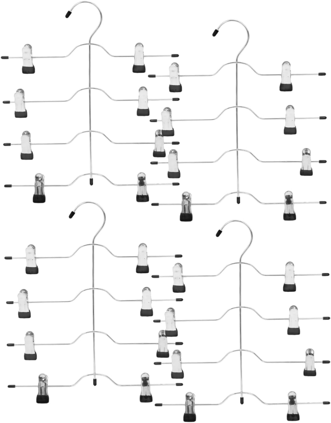 Unomor 4pcs Pant Hangers Clips Collapsible Hangers Space Saver for Closet Organization