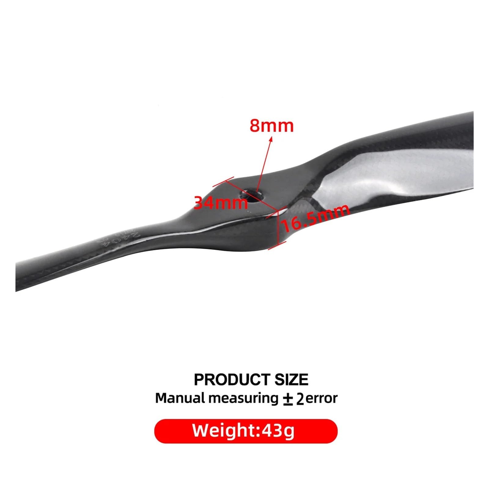 Hélice de avión RC Fibra Carbono 18x8 19x10 20x10 22x10 Tejido aeroespacial, Compatible con Motores(1808E-CF)