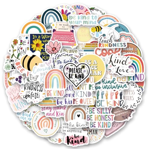 125Pcs Be Kind Stickers Waterproof Motivational Letter Quotes Sticker School Encouragement Inspirational Stickers Water Bottle Decals for Kids Scrapbook Teachers Student