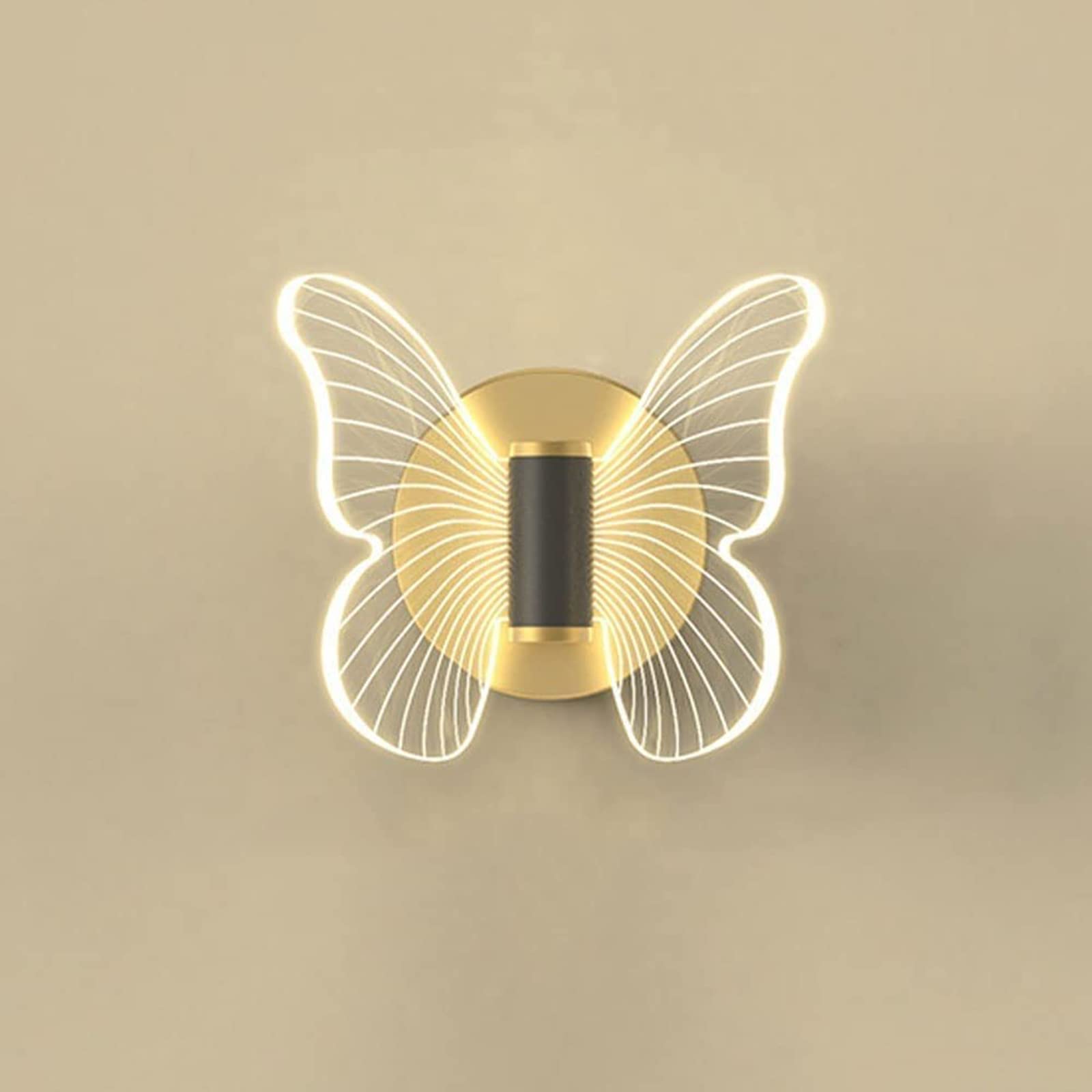 Lampa ścienna nocna dekoracyjna lampa 6W nowoczesna złota motyl lampa ścienna, oświetlenie nocne do sypialni, dziecięca dziewczyna sypialnia niemowlęca dekoracja ścienna latarnia, ciepłe światło,