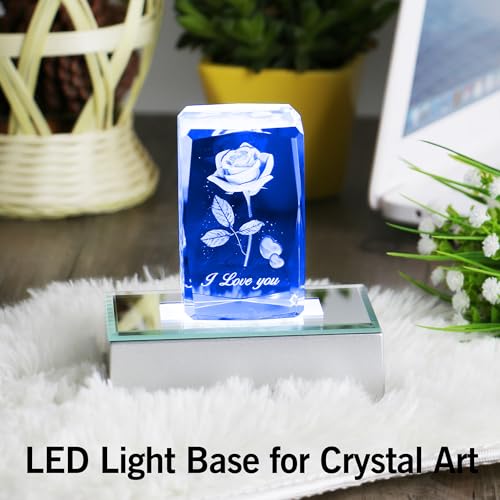Image of IFOLAINA LED Light Base Multicolor Crystal Light Pedestal Color Show Stand Holiday Party Decoration Lighted Display Plate with Flat Top Surface for 3D Glass Art - Rectangle