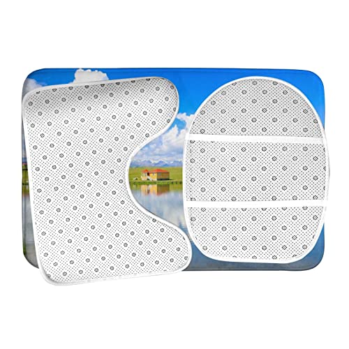UBINYSS Badematte + Konturmatte + Toilettendeckelbezug, schönes Grassland 3-teiliges Badematten-Set, mit rutschfester Unterseite – Bild 7