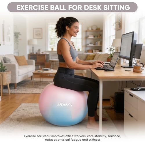 Image of APEXUP Yoga Ball, 660 lbs Anti-Burst Exercise Ball with Pump, 5 Sizes | Anti-Burst, Anti-Slip, SGS Certified, Strengthens Core, Improves Balance & Posture, Boosts Flexibility & Stability