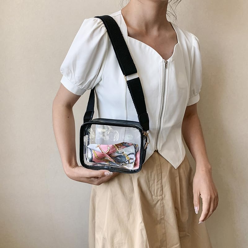 Clear PVC Crossbody Bag with Strap for Women, Chic Stadium-Approved Transparent Purse2