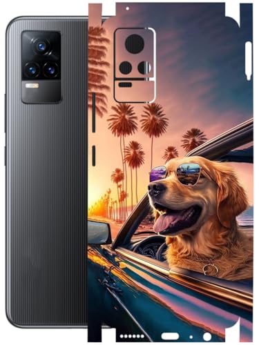 Image of AtOdds - Full Body Back Screen Guard Protector Film - Lamination Wrap Skin Sticker Compatible with VIVO Y73 | Scratchproof Matte Finish (Happy Doggo)