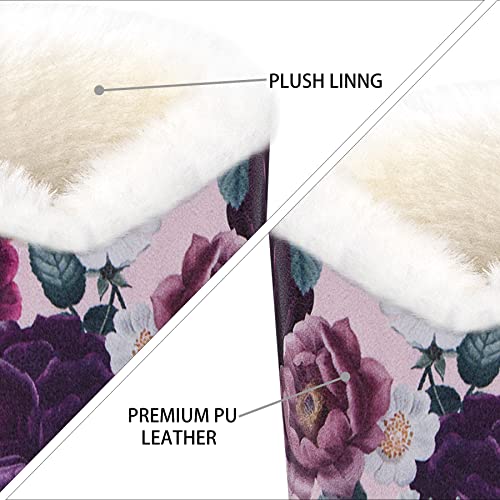Image of Pack of 2 Plush Lined Eyeglasses Holder Stand Protective Glasses Case For Desks Or Nightstands (2 Pcs Flowers)