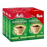 Melitta Cone Coffee Filters, Natural Brown, No. 2, 100-Count Filters (Pack of 6)
