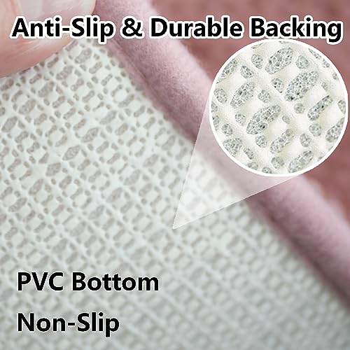 Image of Bathroom Rugs Chenille 3-Piece Extra Soft and Absorbent Shag Bathroom Rugs, Machine Wash Mat, Strong PVC Non-Slip Underside, Plush Carpet Mats (Deep Pink)