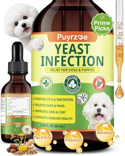 puyrzoe Natural Yeast Infection Treatment for Dogs, Itchy Ears, Skin, Paws & Allergy Relief, Yeast...