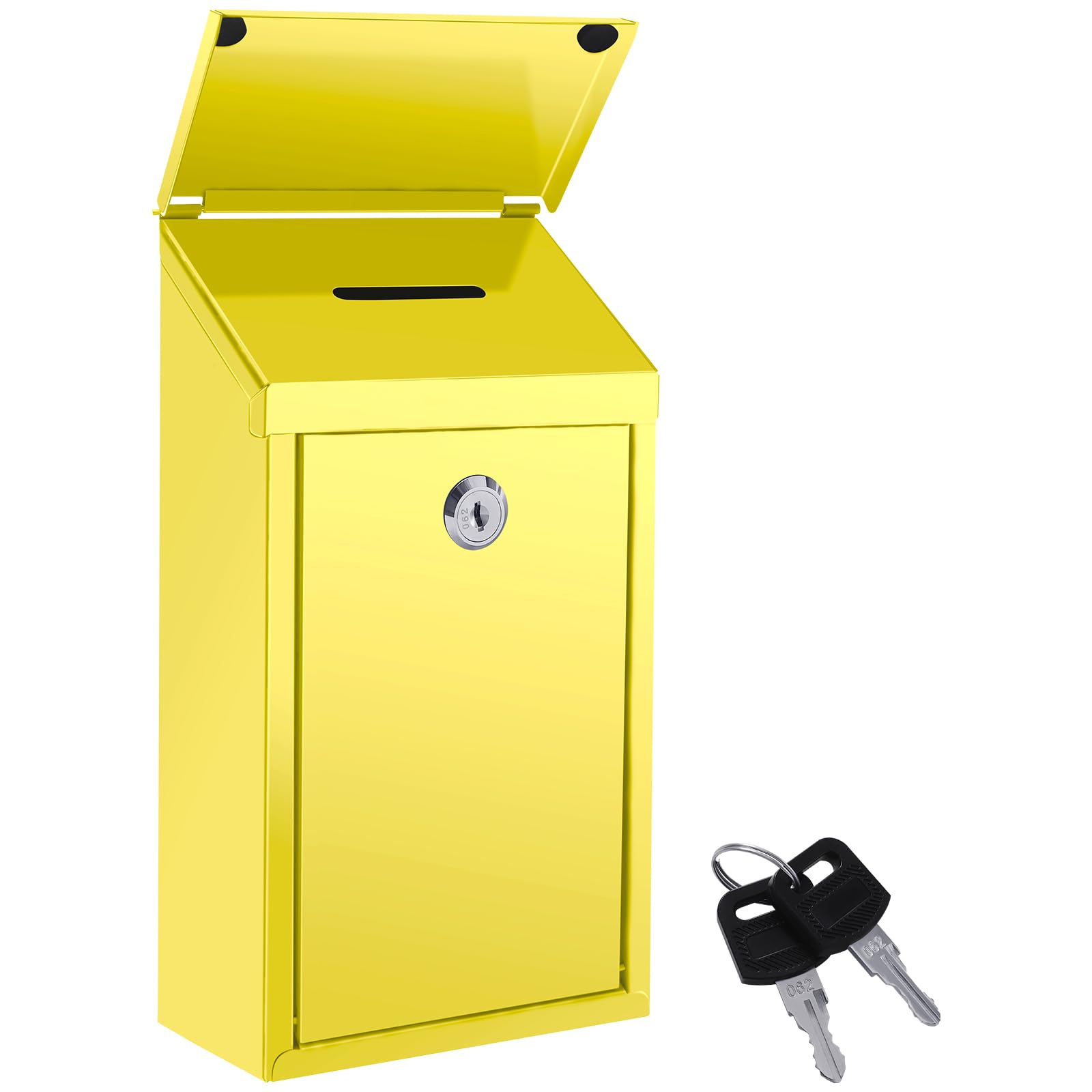Metal Donation Box Suggestion Box with Slot and Lock Waterproof Wall Mounted Mailbox Charity Collection Box Secure Drop Box for Cash Home Office