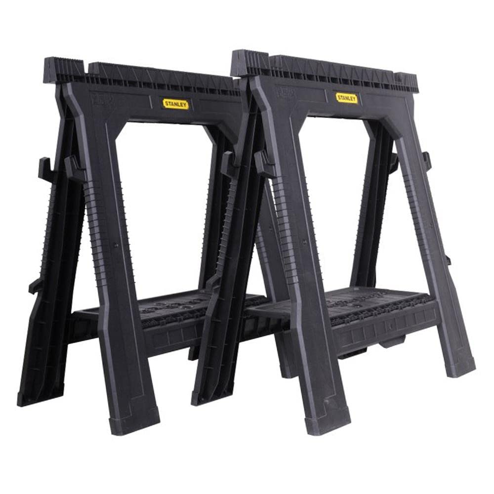 STANLEY Folding Workbench Sawhorse, Twin Pack, Ultra Cvompact, Folds Flat, Up to 450kg Max Load Capacity, STST1-70713