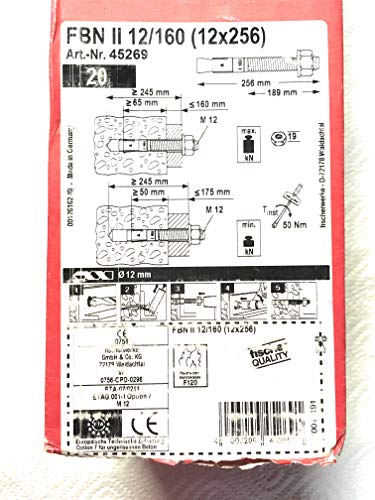 Image of Fischer 045269 Anchor Studs FBN II 12 /160 (12 x 256) (Pack of 20)