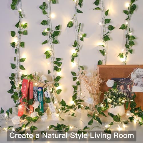 Suddus Vine With Fairy Lights Plug In, 33Ft 100 Led Pothos String Lights Connectable With Remote, Leaf Lights For Bedroom, Room, Wall thumb #5