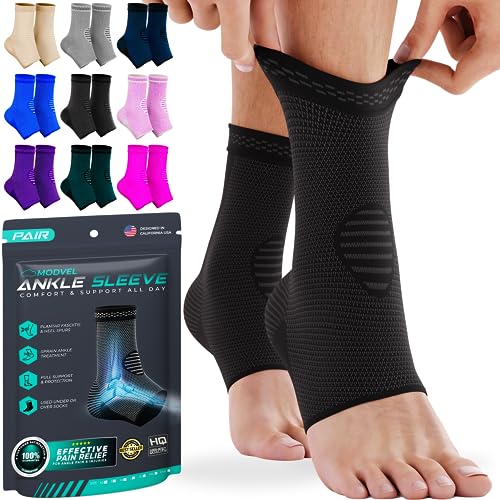 Image of Modvel Foot & Ankle Brace Socks for Sprained Ankle Compression Sleeve - Foot Support for Women & Men - Tendonitis & Arthritis Ankle Brace Sports Running, Torn Ligaments & Women Stabilizing Ankle Wrap