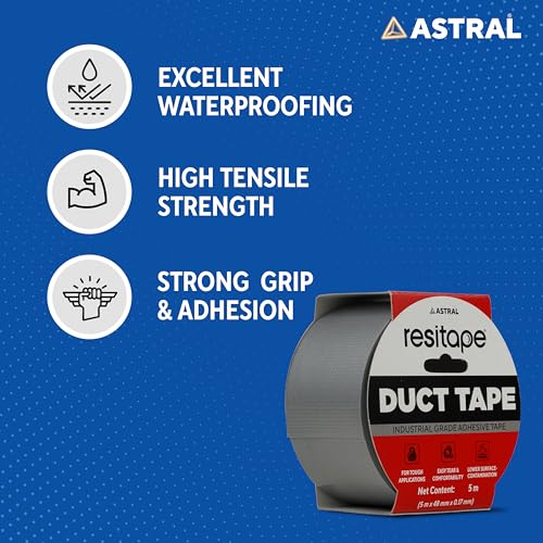 Image of RESITAPE Astral Duct tape I 5 mtr X 50 mm X 0.17 mm|Heavy Duty Multi-Purpose I Easy Tear I Strong Grip & Adhesion I High Tensile Strength I Excellent Waterproofing I Versatile use for DIY