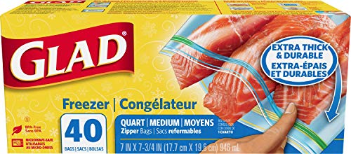 Glad Freezer Zipper Quart 40 Count