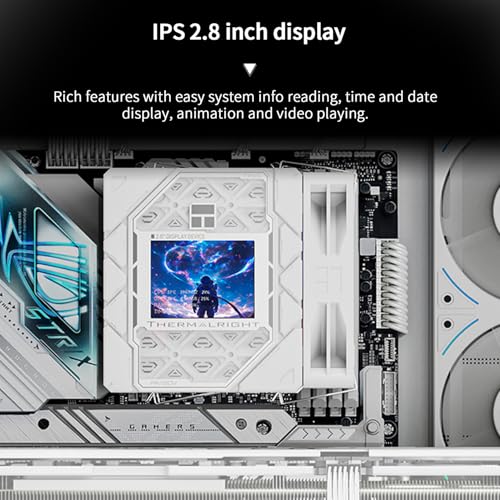 Image of Thermalright Peerless Assassin 120 Vision ARGB White CPU Cooler, PC Cooling 6 Heat Pipes, 2.8'' Magnetic Display Screen with 320x240 Resolution,for AM4 /AM5 and Intel LGA1700 /1851