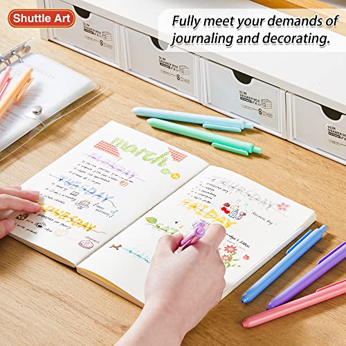 Shuttle Art Colored Retractable Gel Pens, 8 Pastel Ink Colors, Cute Pens 0.5Mm Fine Point Quick Drying For Writing Drawing Journaling Note Taking School Office Home #TOP4