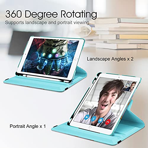 Image of Fintie Rotating Case for iPad 9th Generation (2021) / 8th Generation (2020) / 7th Gen (2019) 10.2 Inch - 360 Degree Rotating Stand Cover with Pencil Holder, Auto Wake Sleep, Green Marble