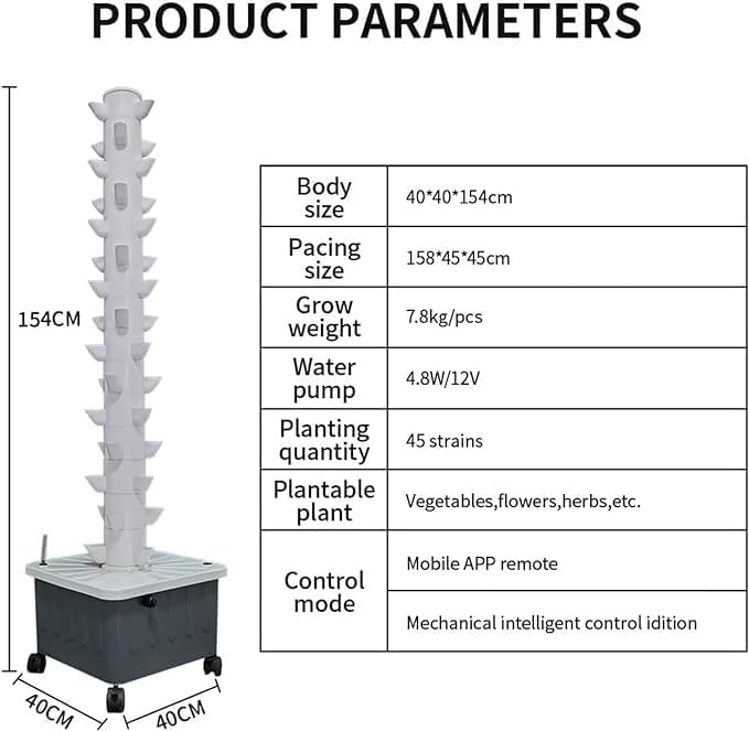 15 階 45 穴 水耕栽培タワー セット、アクアポニックス栽培システム