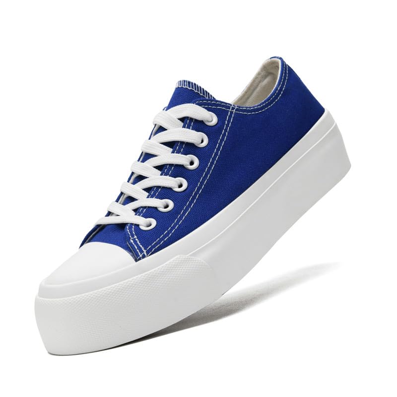 Platform Sneakers for Women Men Low Top Canvas Shoes for Women Classic Lace Up Canvas Platform Shoes Casual Tennis Walking Sneakers