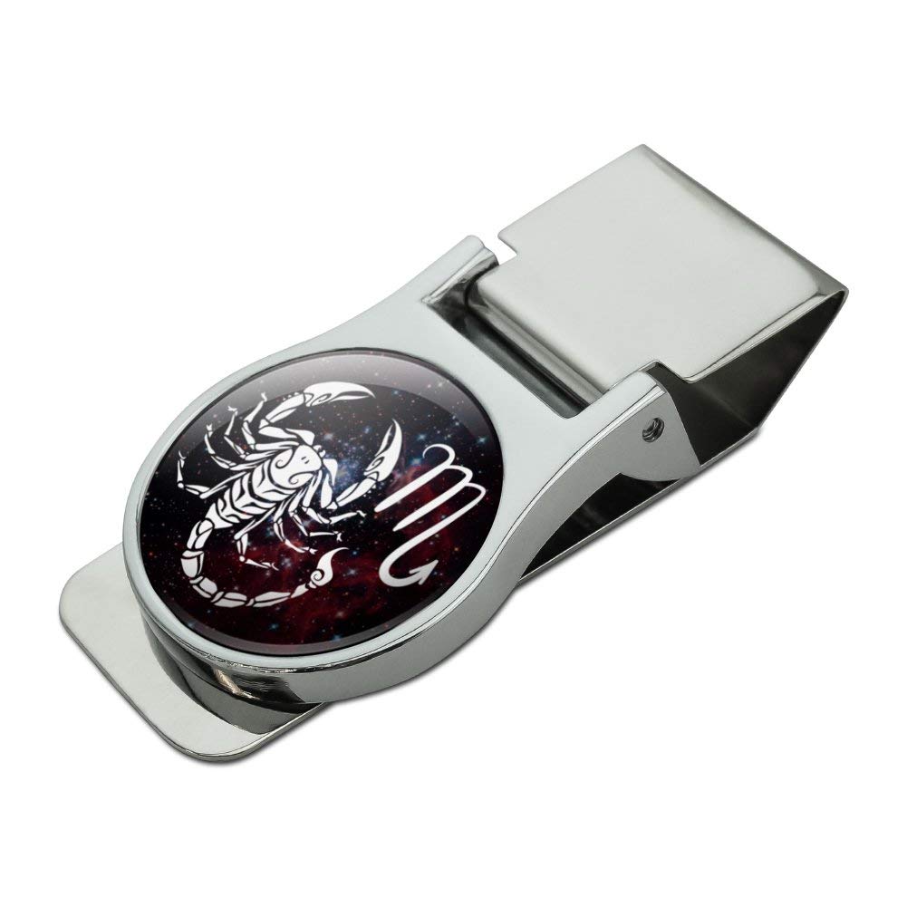 Graphics and More Scorpio Scorpion Zodiac Sign Horoscope in Space Satin Chrome Plated Metal Money Clip-image-47