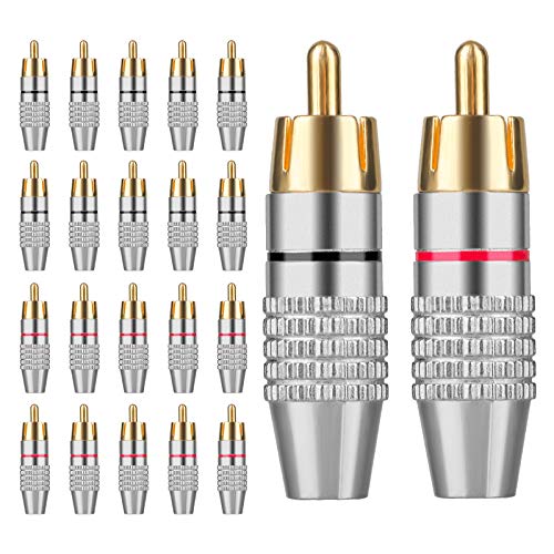 EEEKit RCA Plug Solder Gold Audio Video Adapter Cable Connector Cable Connector (20 Pack)