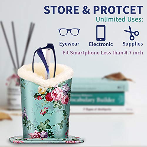 Image of Pack of 2 Plush Lined Eyeglasses Holder Stand Protective Glasses Case For Desks Or Nightstands