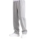 Men's Heavyweight Fleece Cargo Sweatpants Baggy Sweat Pants with Pockets Elastic Waist Drawstring Joggers Trousers