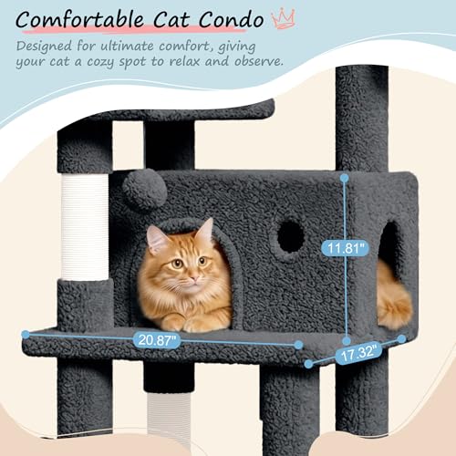 Árbol para gatos multi-niveles de 82 pulgadas color gris oscuro miniatura 5