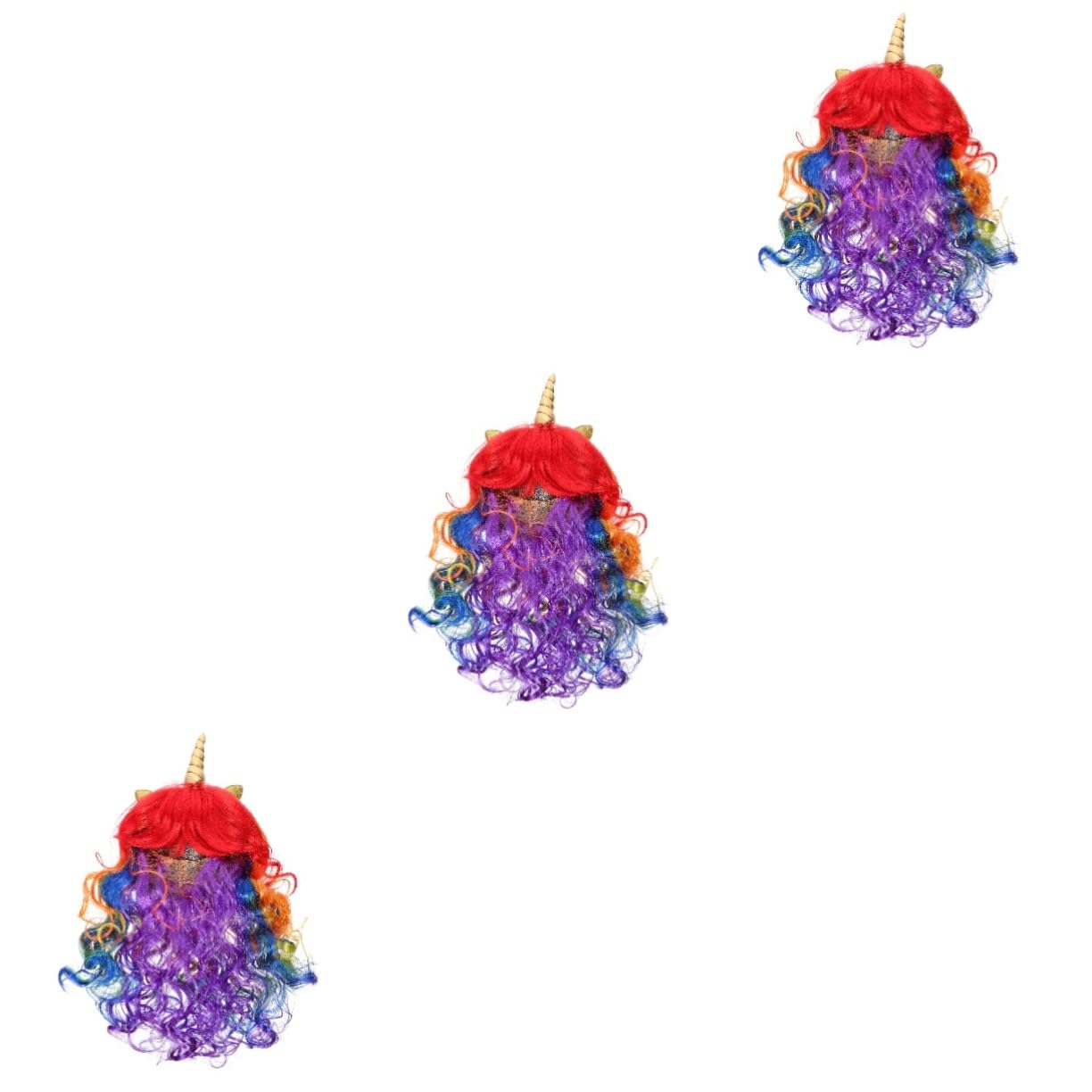 USHOBE 3pcs Unicorn Wig Cosplay Curly Wig Gabor Wigs for Women Rainbow Wig Costume Props Costume Wigs Curls Curly Closure Wig Human Hair Cosplay Supply Chemical Fiber Ear Child Long Wave