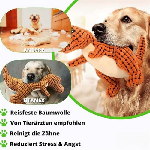 MEIION Bella balu TITANEX - unzerstörbares Stofftier mit Anti-Loch Garantie Interaktives, langlebiges Hundespielzeug Quietschendes Plüschspielzeug für Starke Kauer, weich und unzerbrechlich