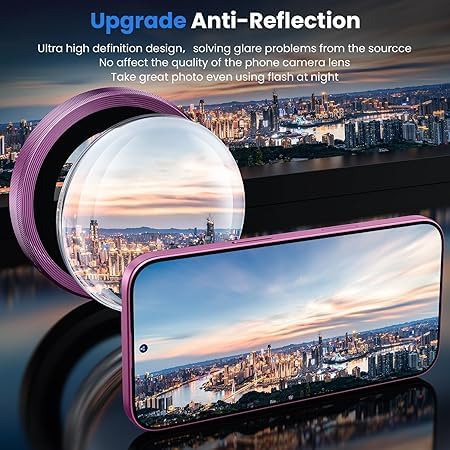 Image of for iphone 16 /16 Plus camera lens protector Tempered Glass Aluminum Alloy Ring with Camera Cover (Pink)