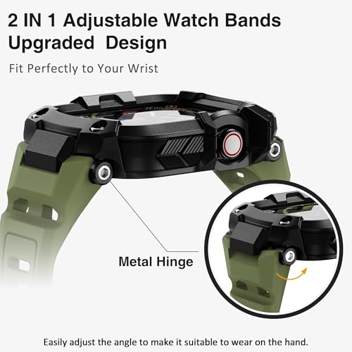 Image of ULTIMAL Rugged Band with Case for Apple Watch 45mm, Military-Grade Shockproof Protective Strap for Men, All-in-One Outdoor Sport Watch Band Compatible with iWatch Series 9 /8 /7 (Green)