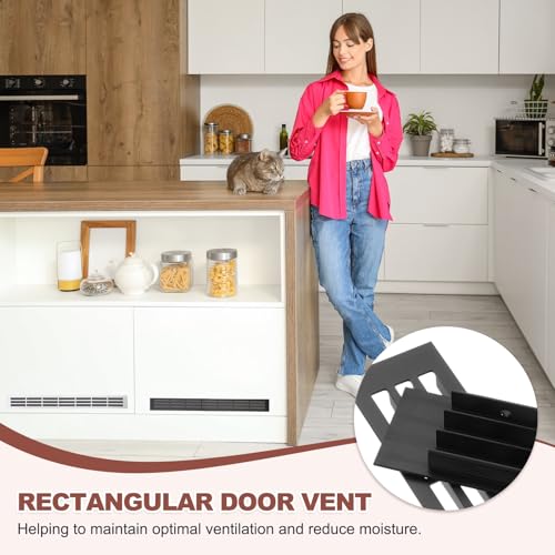PATIKIL Door Air Vent Cover, 7.8"x1.4" Aluminum Rectangle Grille Ventilation Cover Toe Kick Vent Guard for Cabinet Wardrobe Ceiling Door Wall Floor Garage Furniture, Black by PATIKIL - Image 5