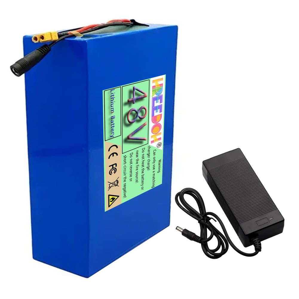 Wiederaufladbarer Lithium-Ionen-Akku 48 V, 15 Ah, 20 Ah, 25 Ah, 30 Ah, 35 Ah, 40 Ah, 45 Ah, 50 Ah, für Motoren von 0–2400 W, inklusive Ladegerät