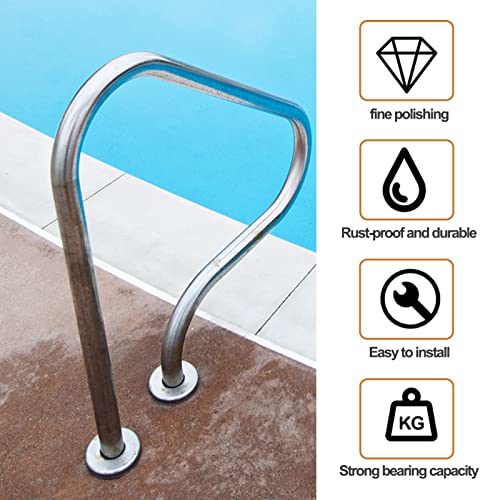 Baranda para piscina de acero inoxidable 304 plata miniatura 5