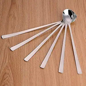 Kristal Soda Spoon Mixing Stirring Spoon, Ice Tea Coffee Long Ice Cream for Tall Glasses, Bournvita/Horlicks Spoon, Cocktail Bar Stainless Steel Long 20 cm Handle : Set of 6